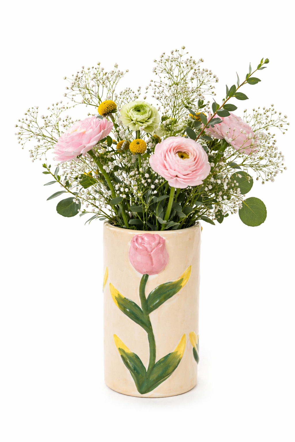 Keramieken vaas - bloemen design - 3 kleuren