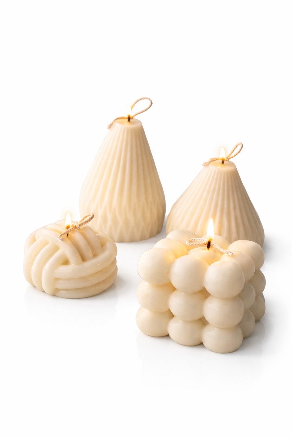 Handgemaakte kaars - bubbel kaars - 4 stijlen