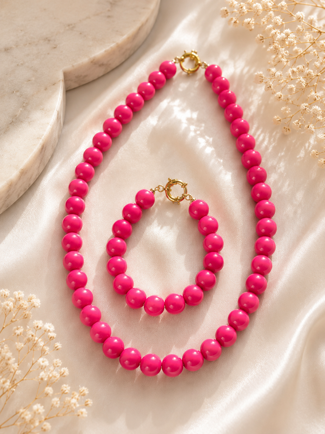 Roze parelarmband