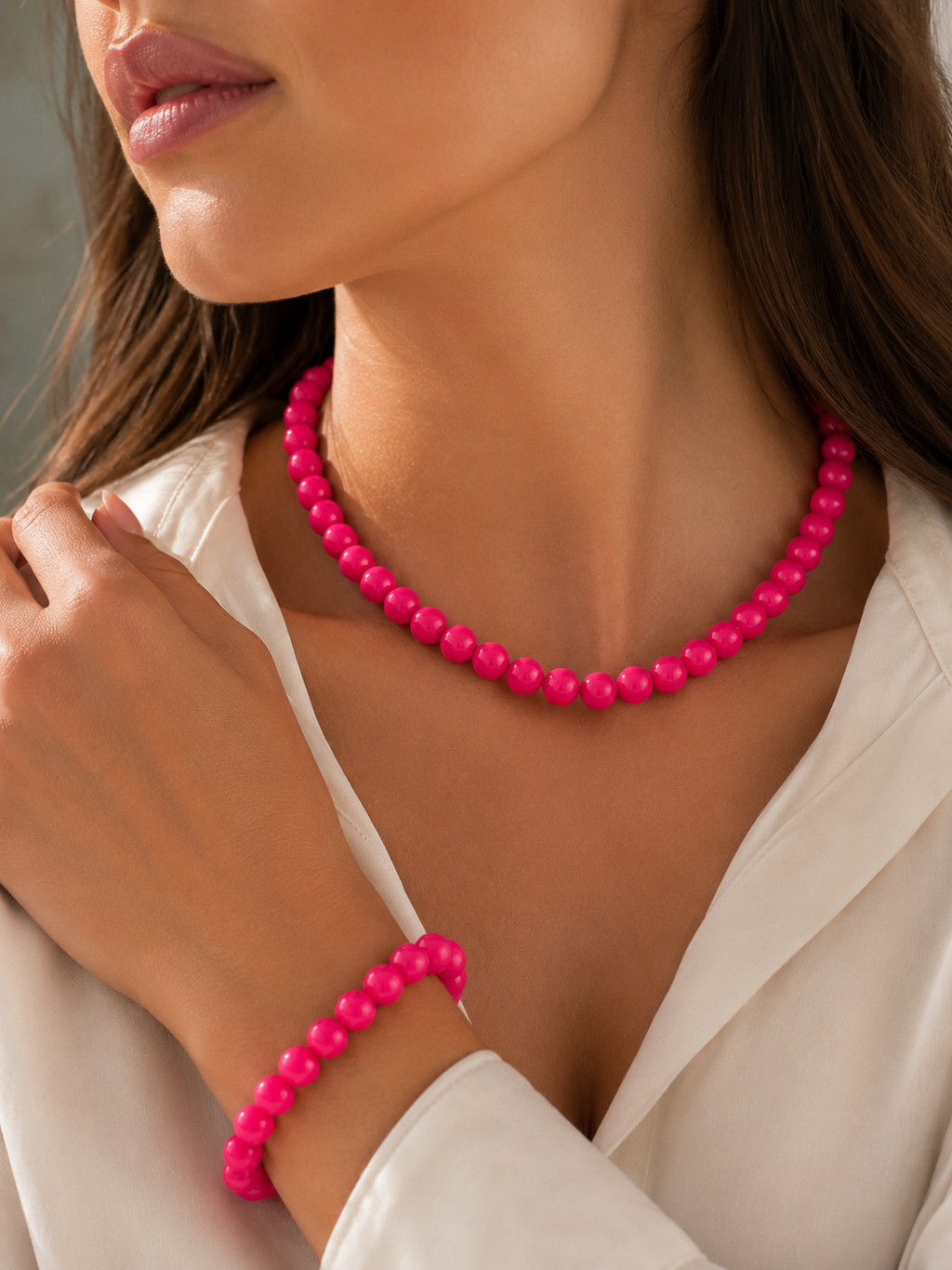 Roze parelketting