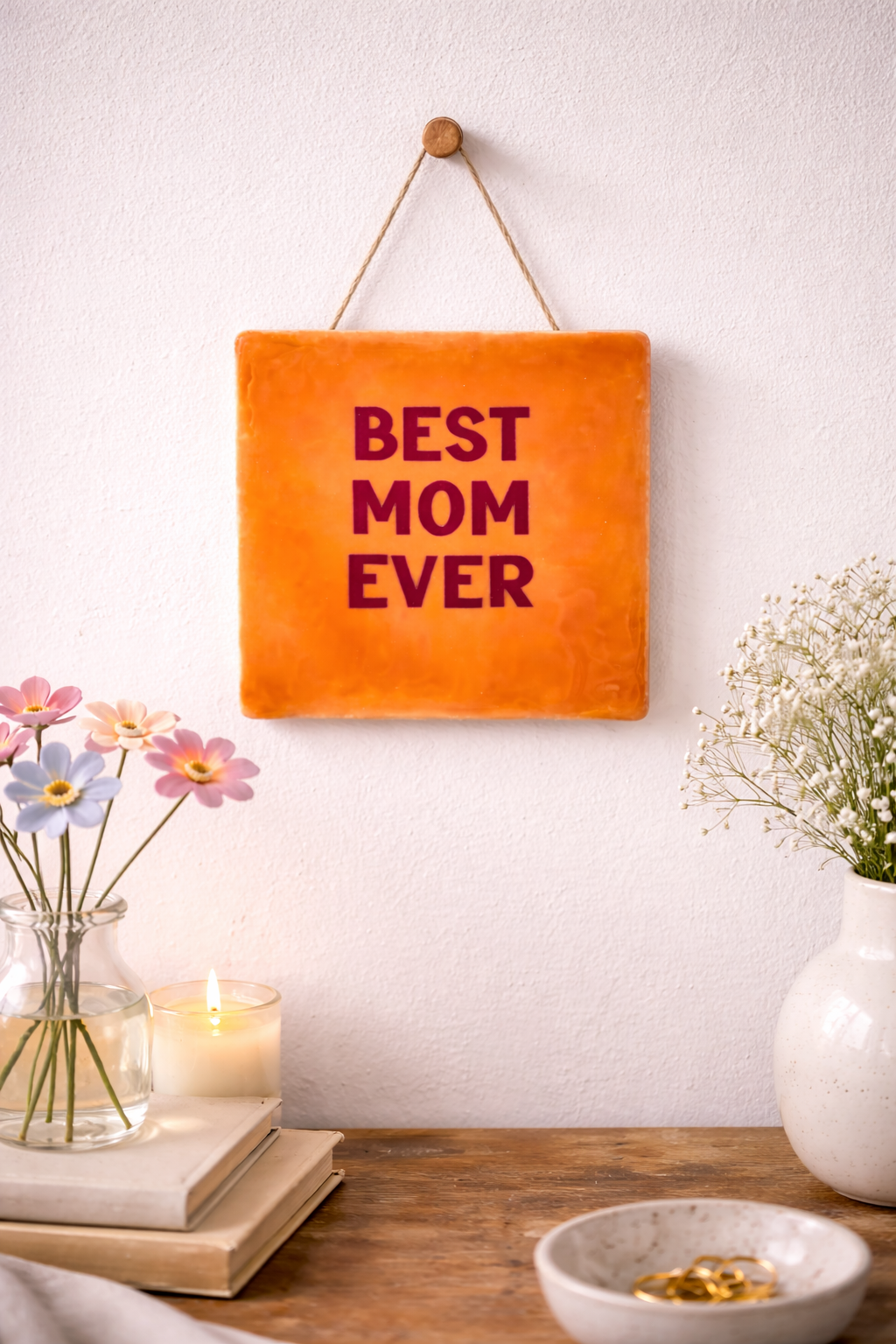 Best Mom Ever Tegeltje - Handgemaakt Cadeau